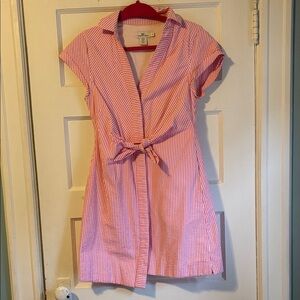 Vineyard Vines Pink Striped Tie-Waist Accent Shirt Dress Size 4